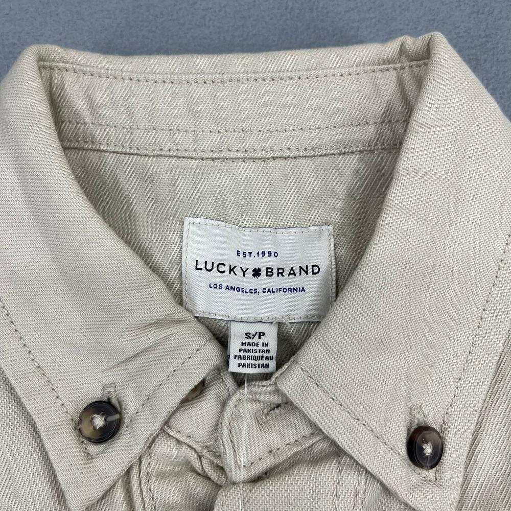 Lucky Brand Mens Oatmeal Beige Cotton Button Down Shirt Jacket Small New NWT - Picture 6 of 14